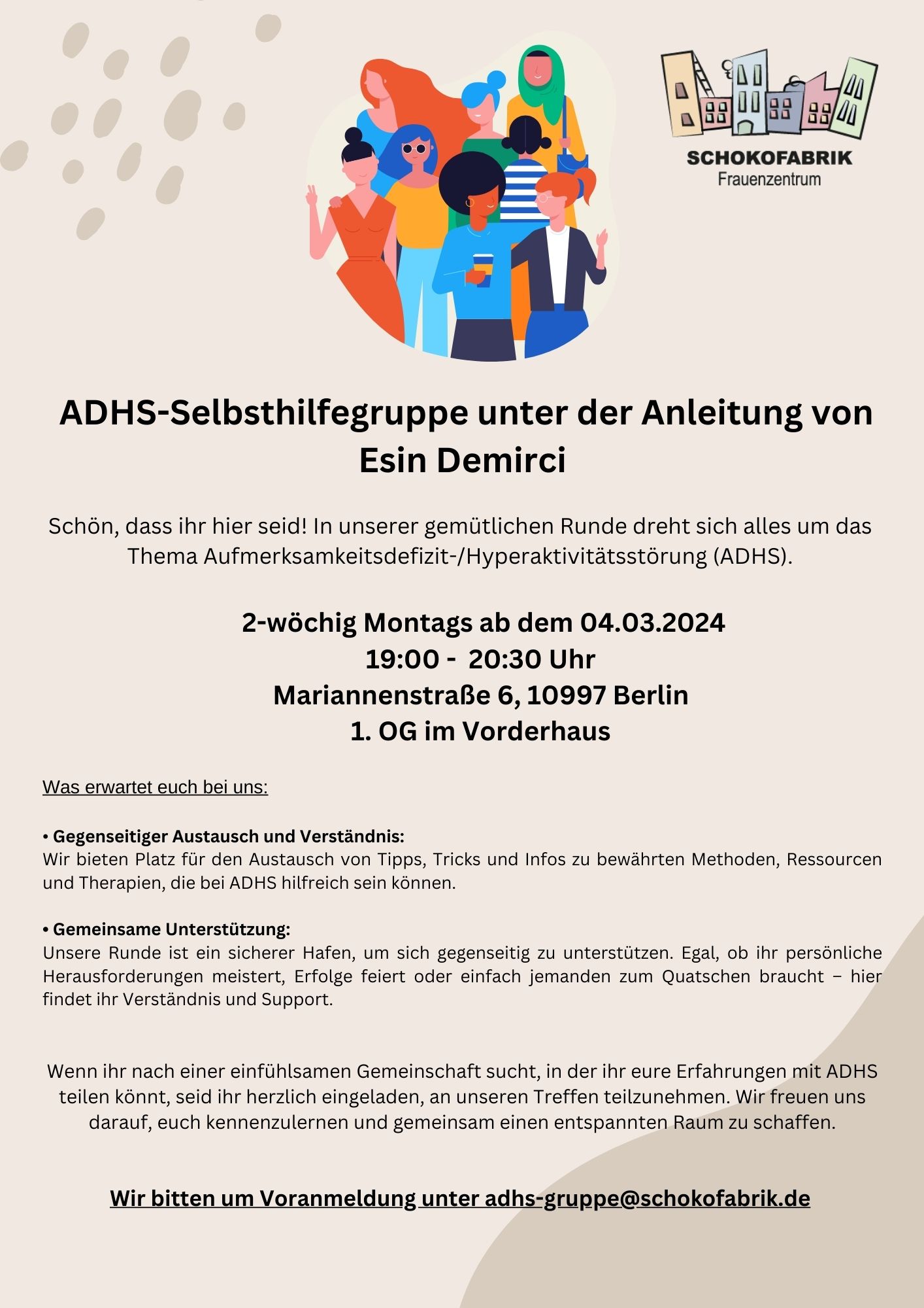 Willkommen in der ADHS Selbsthilfegruppe der Schokofabrik Schön dass ihr hier seid In unserer gemütlichen Runde dreht sich alles um das Thema Aufmerksamkeitsdefizit Hyperaktivitätsstörung ADHS1